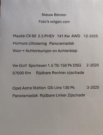 krockskadad bil auto Mazda CX-60 2.5 PHEV  Homura 2025/12