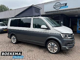 krockskadad bil camper Volkswagen  Transporter 2.0 TDI 150PK DSG Camper Hefdak Luifel Fietsendrager Leer Stoelverwarming Navigatie Euro6 2017/11